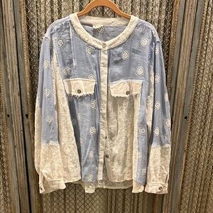 Elegant Lace Button-Up Blouse